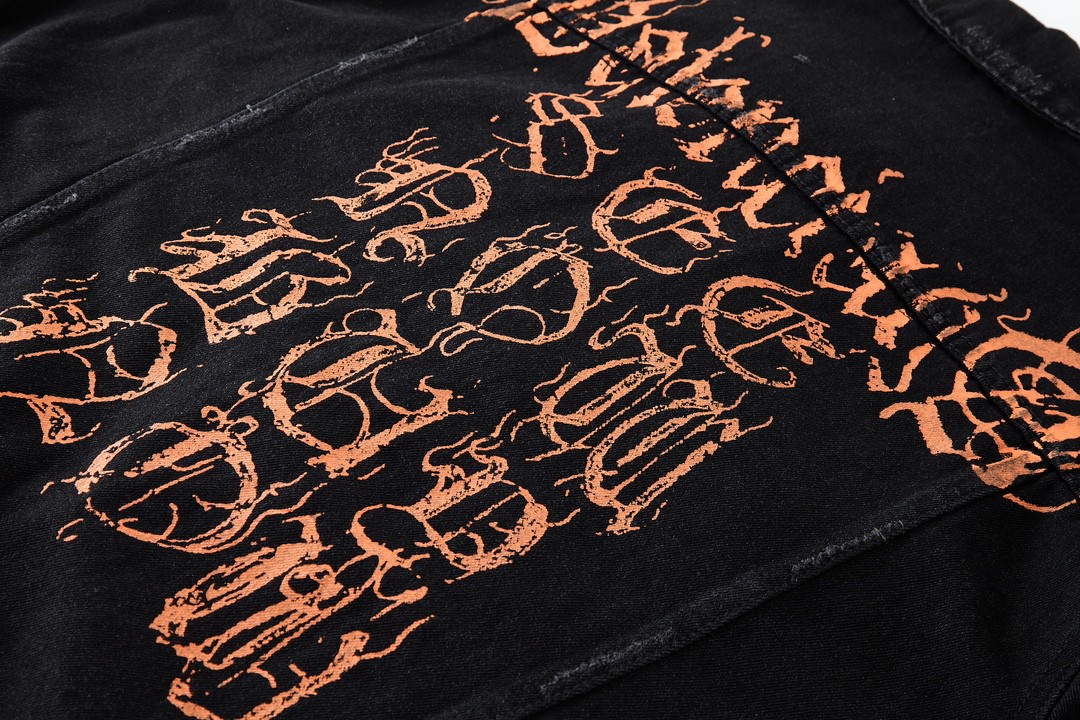 Balenciaga 巴黎世家 梵文印花 牛仔外套 牛仔衣 夹克 秋冬 黑色 