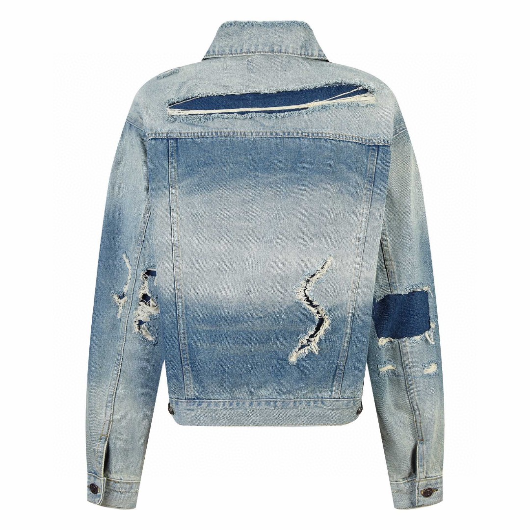 Balenciaga 巴黎世家 闪电贴布破坏 牛仔外套 牛仔衣 夹克 秋冬 水洗蓝