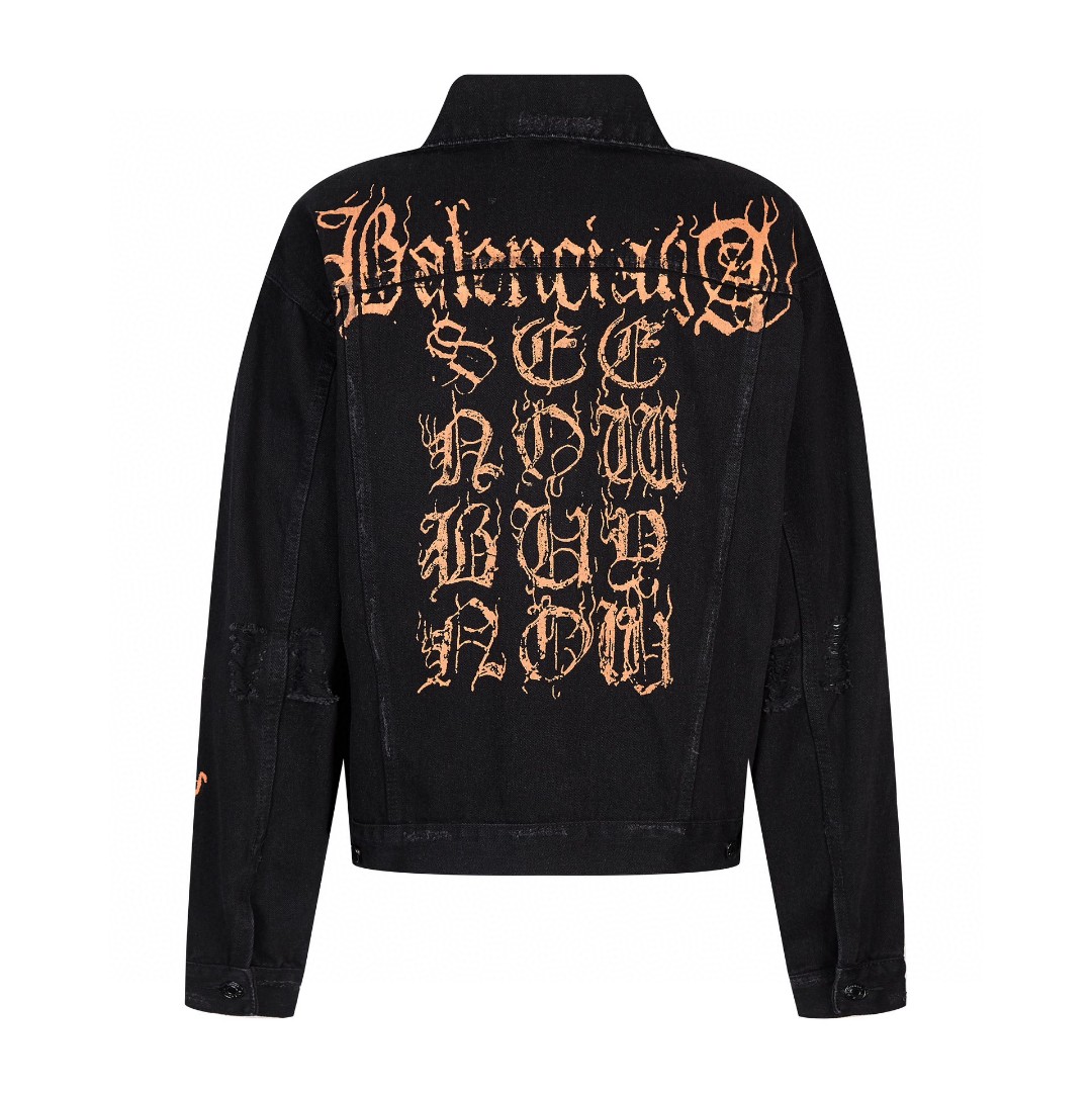 Balenciaga 巴黎世家 梵文印花 牛仔外套 牛仔衣 夹克 秋冬 黑色 