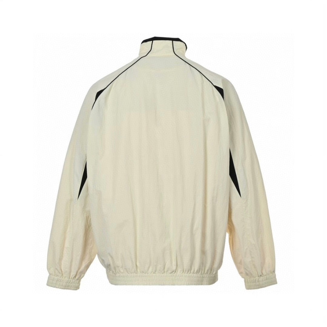 Balenciaga 巴黎世家 FW23 Logo字母印花撞色防晒立领夹克 长袖 冲锋衣 外套 秋冬 米白色 746483TOO489000
