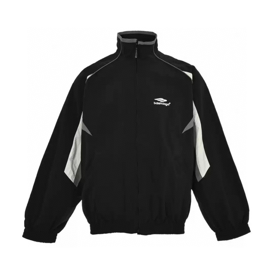 Balenciaga 巴黎世家 FW23 Logo字母印花撞色防晒立领夹克 长袖 冲锋衣 外套 秋冬 黑色 751726TOO481000