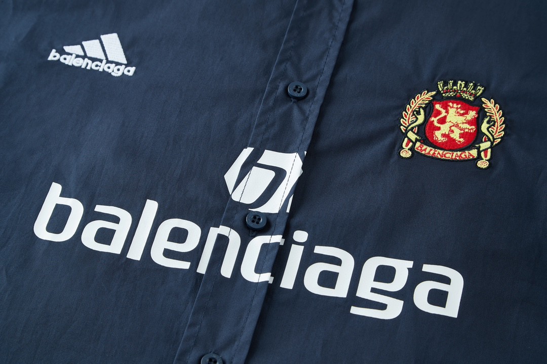 Balenciaga 巴黎世家 Adidas 联名款 曼联队标衬衫 长袖 秋冬 深蓝色