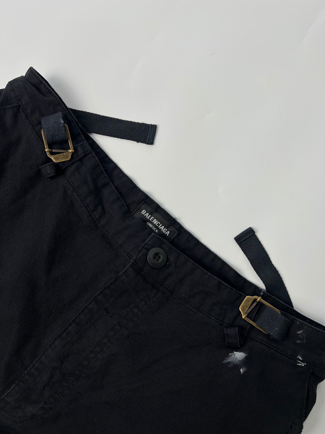 Balenciaga 巴黎世家 SS23 做旧破洞隐藏式拉链休闲裤 长裤 工装裤 男款 黑色 746493TKP271000