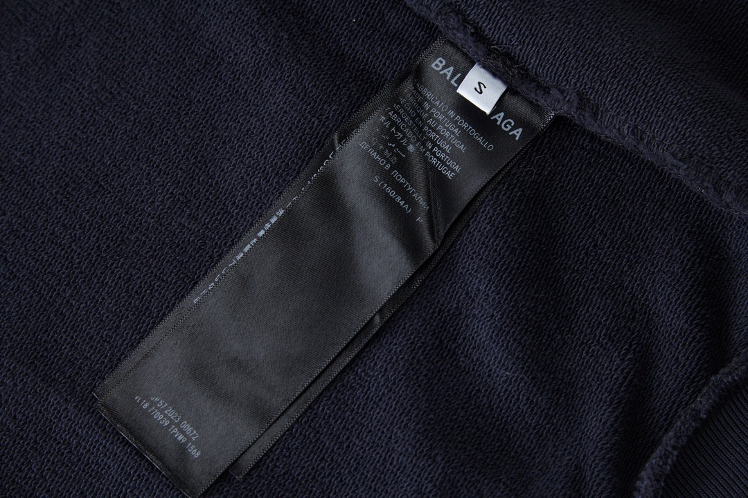 Balenciaga 巴黎世家 印花图案拉链做旧连帽卫衣 长袖 秋冬 男女同款 黑色 770939TPVM91568