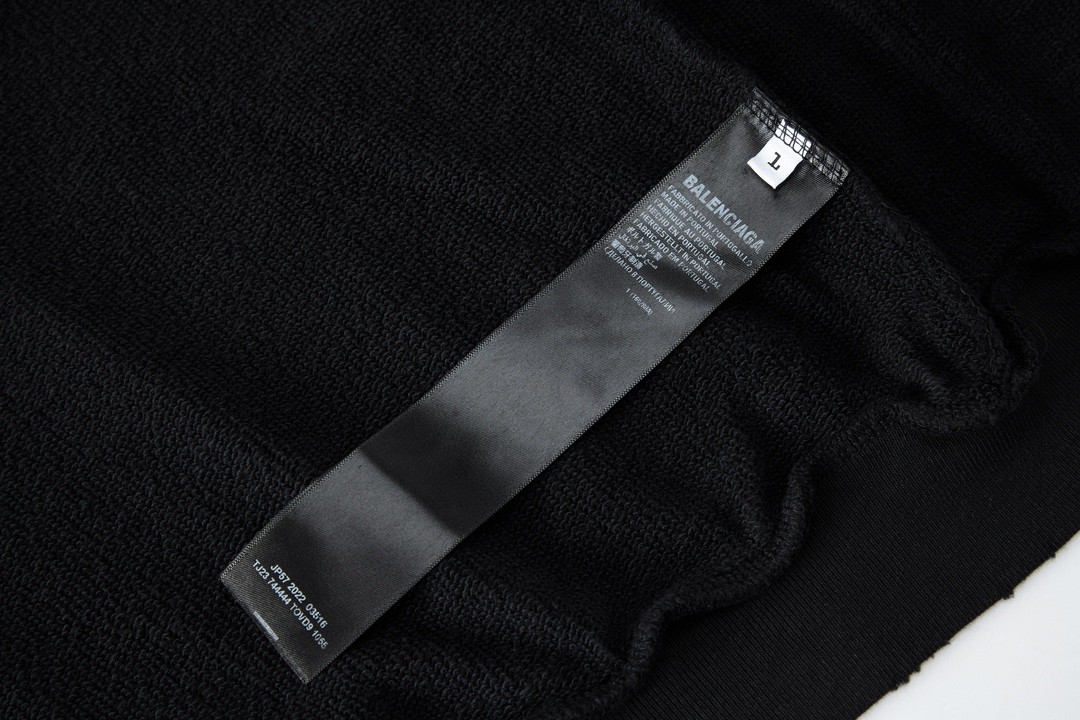 Balenciaga 巴黎世家 FW23 双头拉链做旧连帽卫衣 长袖 秋冬 男女同款 黑色 744444TOVD91055