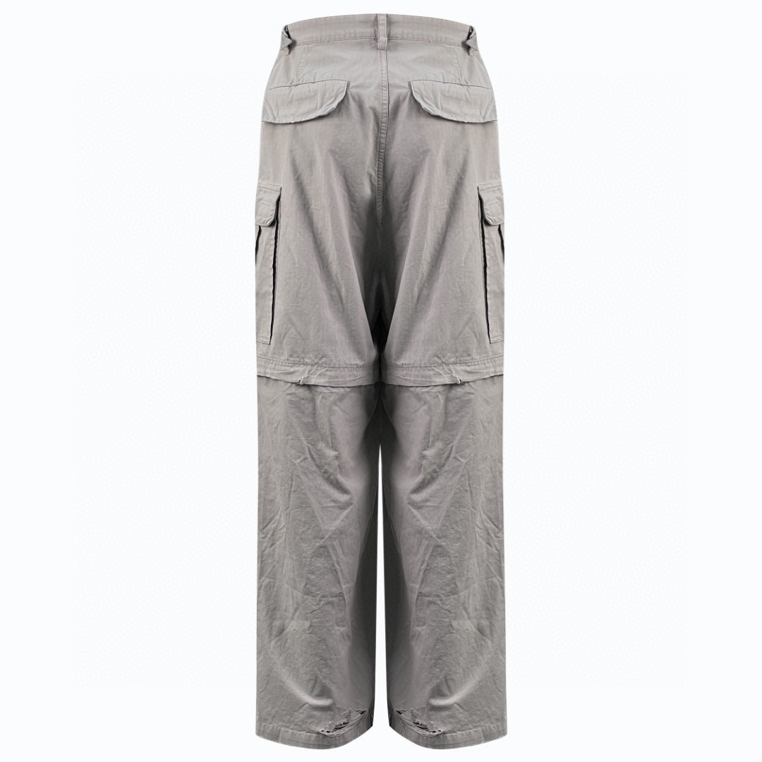 Balenciaga 巴黎世家 SS23 做旧破洞隐藏式拉链休闲裤 长裤 工装裤 男款 灰白色 746493TKP271400