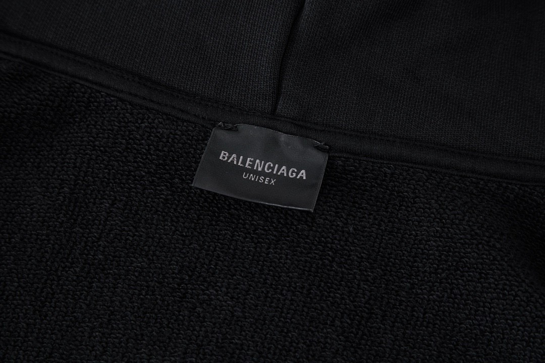 Balenciaga 巴黎世家 FW23 双头拉链做旧连帽卫衣 长袖 秋冬 男女同款 黑色 744444TOVD91055