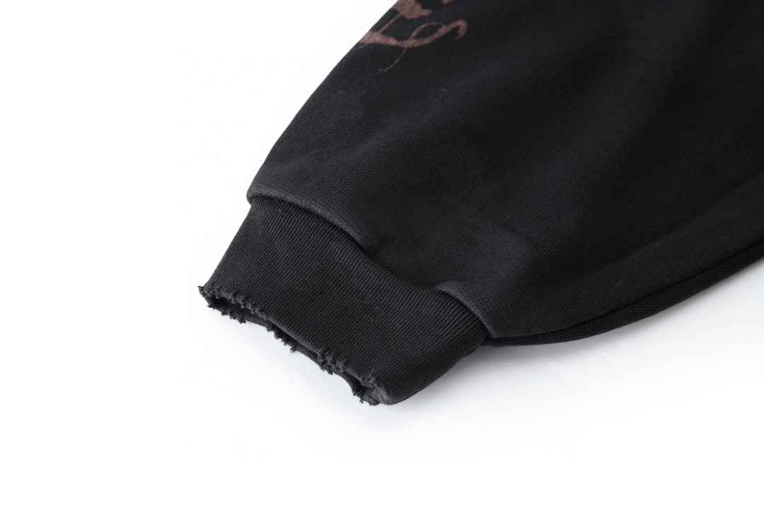 Balenciaga 巴黎世家 FW23 双头拉链做旧连帽卫衣 长袖 秋冬 男女同款 黑色 744444TOVD91055