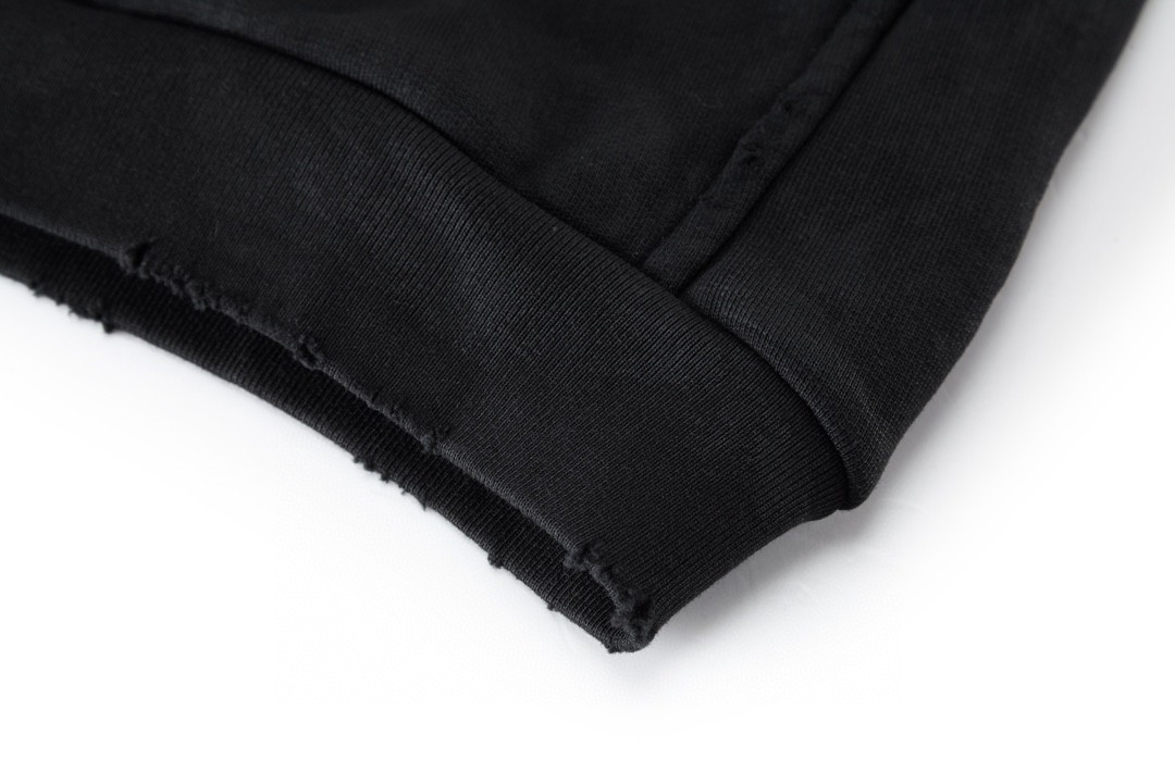 Balenciaga 巴黎世家 FW23 双头拉链做旧连帽卫衣 长袖 秋冬 男女同款 黑色 744444TOVD91055