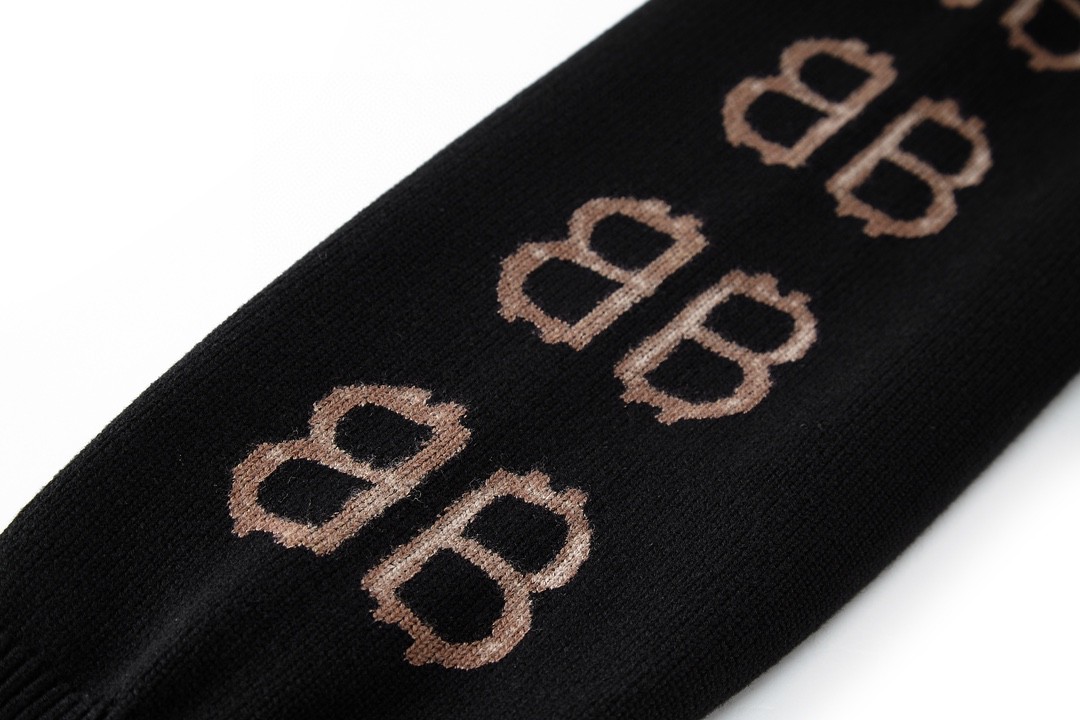 Balenciaga 巴黎世家 字母Logo高领拼接毛衣 长袖 秋冬 保暖 黑色 750413T32801000