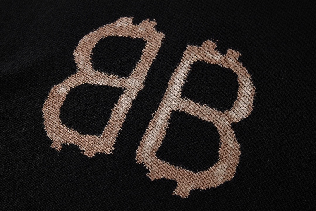 Balenciaga 巴黎世家 字母Logo高领拼接毛衣 长袖 秋冬 保暖 黑色 750413T32801000