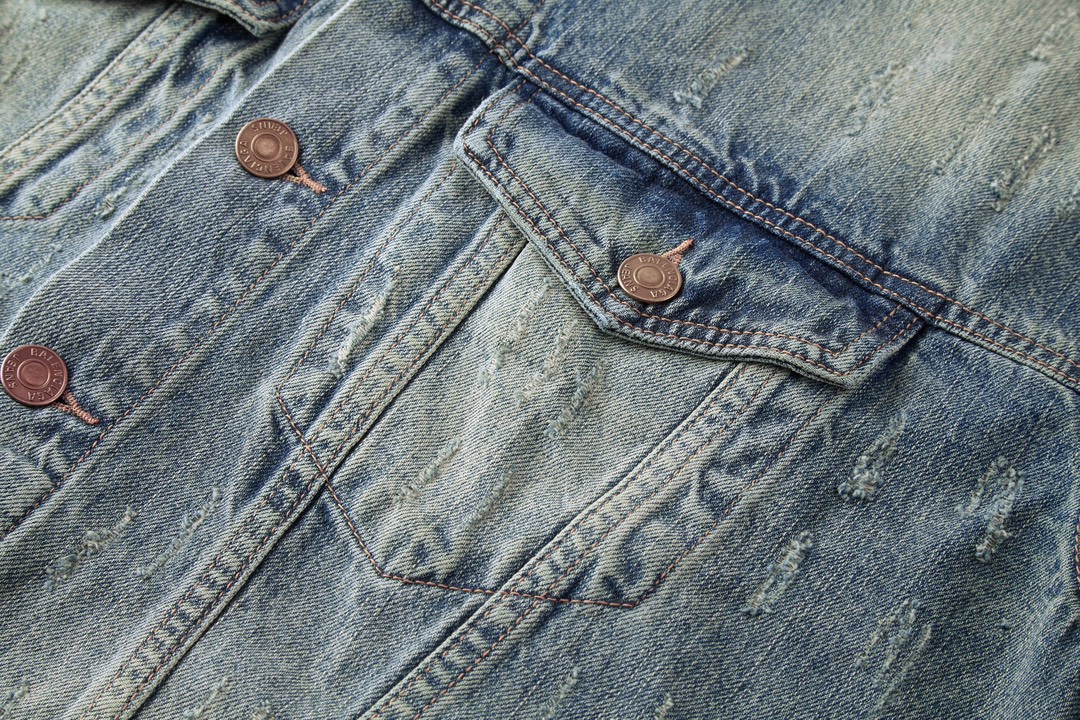 Balenciaga 巴黎世家 背面水钻logo翻领长袖 牛仔外套 牛仔衣 秋冬 蓝色 729353TNW654036