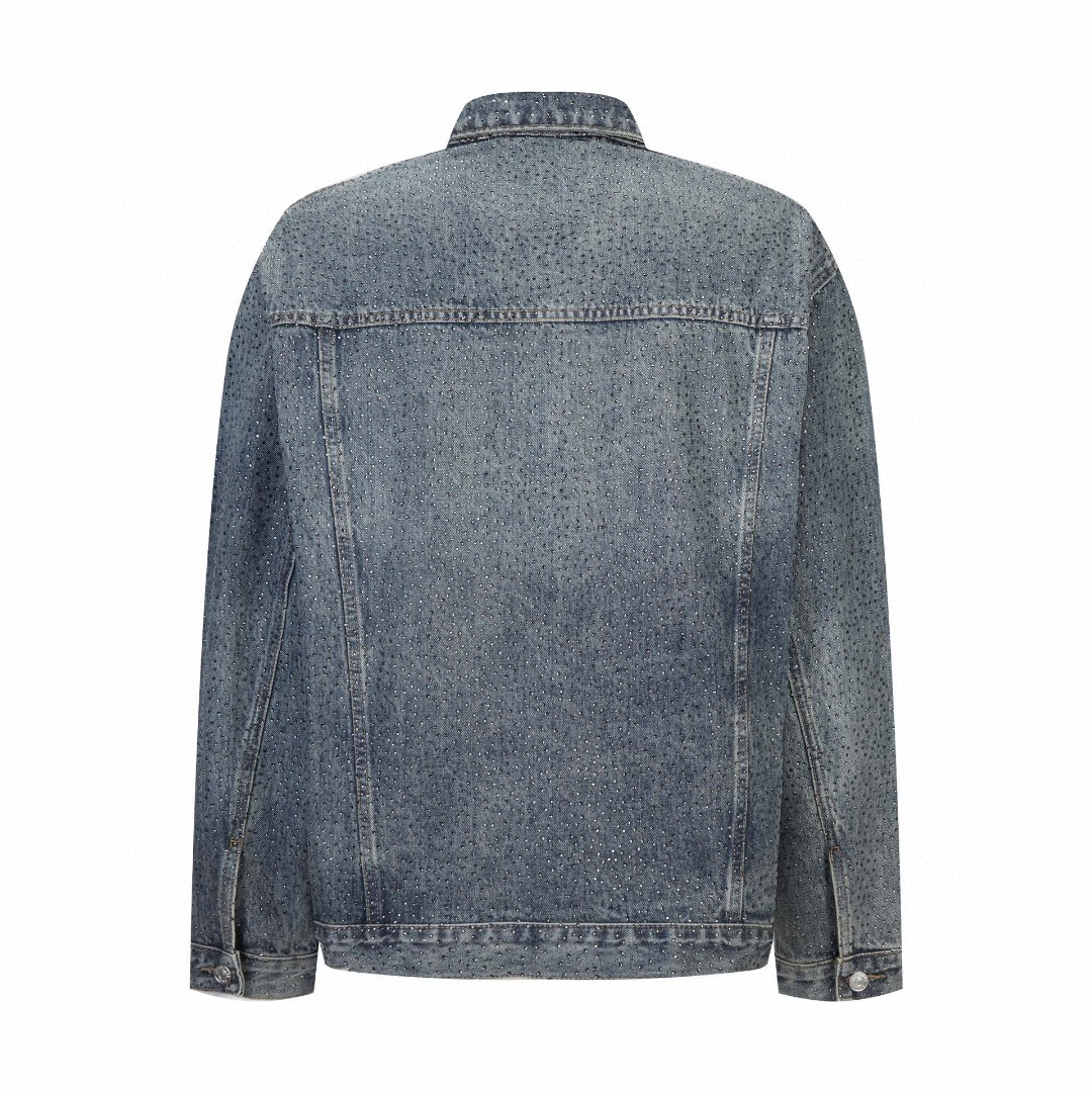 Balenciaga 巴黎世家 满钻翻领长袖 牛仔外套 牛仔衣 秋冬 蓝色