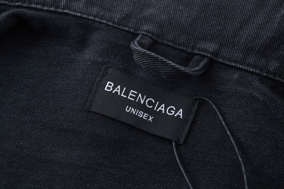 Balenciaga 巴黎世家 胶带可乐图案 翻领长袖夹克 牛仔外套 牛仔衣 秋冬 黑色 BALF-MO79