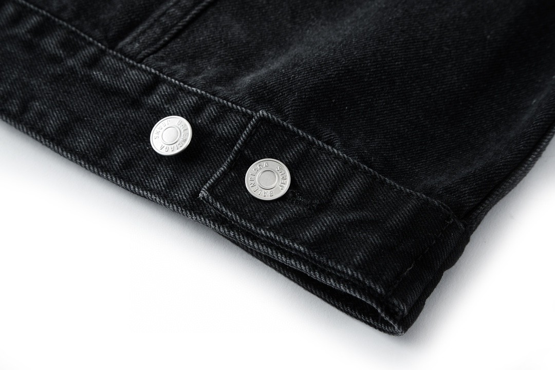 Balenciaga 巴黎世家 adidas originals 联名款 Logo印花条纹袖夹克 牛仔外套 牛仔衣 秋冬 黑色 724775TNW541129