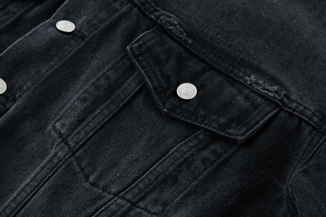 Balenciaga 巴黎世家 adidas originals 联名款 Logo印花条纹袖夹克 牛仔外套 牛仔衣 秋冬 黑色 724775TNW541129