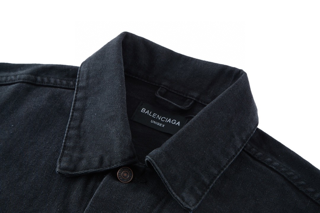Balenciaga 巴黎世家 胶带可乐图案 翻领长袖夹克 牛仔外套 牛仔衣 秋冬 黑色 BALF-MO79