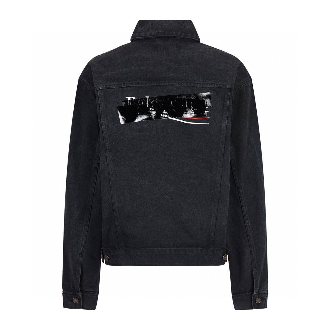 Balenciaga 巴黎世家 胶带可乐图案 翻领长袖夹克 牛仔外套 牛仔衣 秋冬 黑色 BALF-MO79