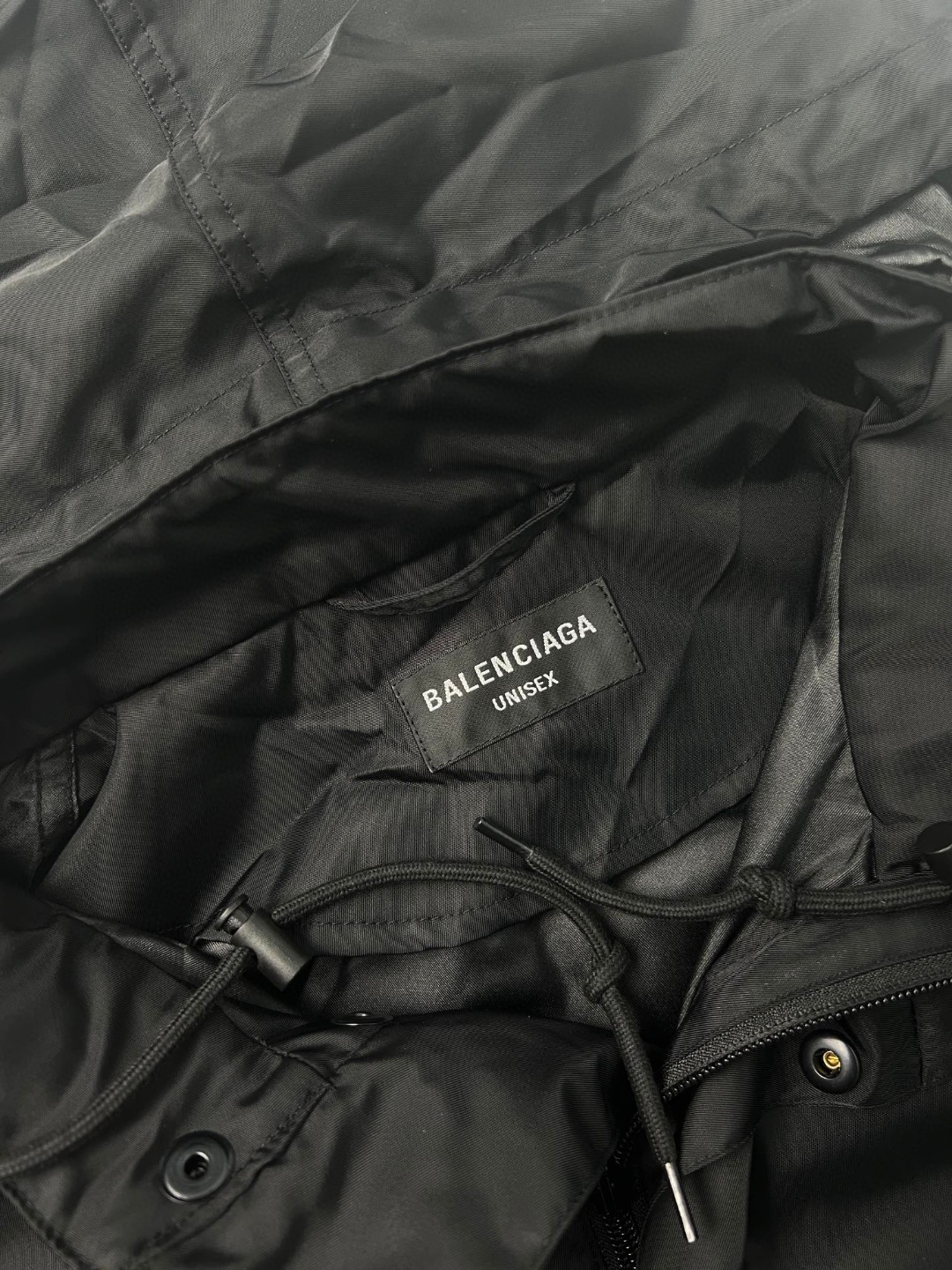 Balenciaga 巴黎世家 Logo字母印花防晒连帽夹克 长袖 冲锋衣 外套 秋冬 黑色 738762TLO251000