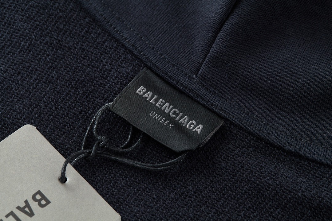 Balenciaga 巴黎世家 字母刺绣Logo 做旧连帽卫衣 长袖 秋冬 男女同款 黑色 739024TPVD81470
