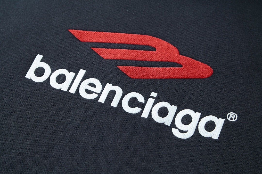 Balenciaga 巴黎世家 字母刺绣Logo 做旧连帽卫衣 长袖 秋冬 男女同款 黑色 739024TPVD81470