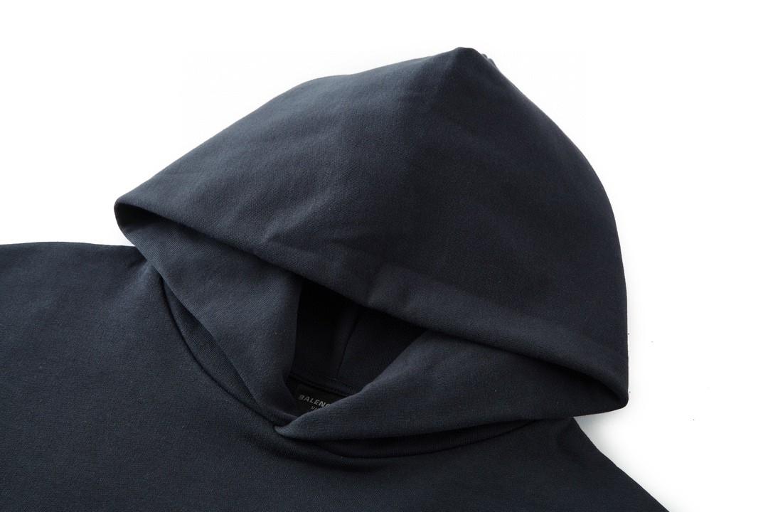 Balenciaga 巴黎世家 字母刺绣Logo 做旧连帽卫衣 长袖 秋冬 男女同款 黑色 739024TPVD81470