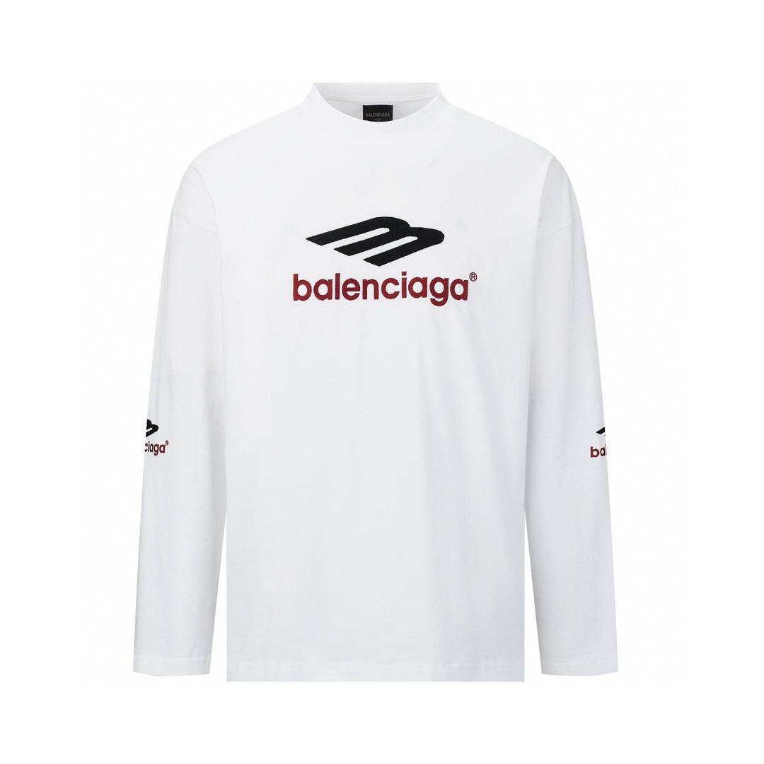 Balenciaga 巴黎世家 字母刺绣LogoT恤 长袖 卫衣  秋冬 白色 720250TPVD79065