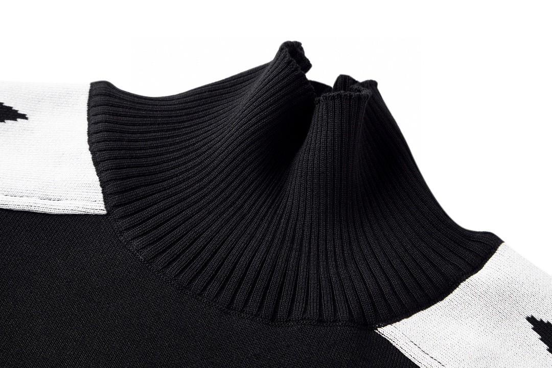 Balenciaga 巴黎世家 字母Logo 10号足球高领拼接毛衣 长袖 秋冬 保暖 黑色 641796T61821070