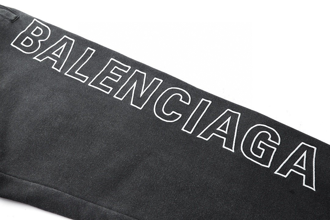 Balenciaga 巴黎世家 纯色字母刺绣logo 休闲裤 运动裤 长裤 卫裤 男女同款 黑色 755118TOVV29034
