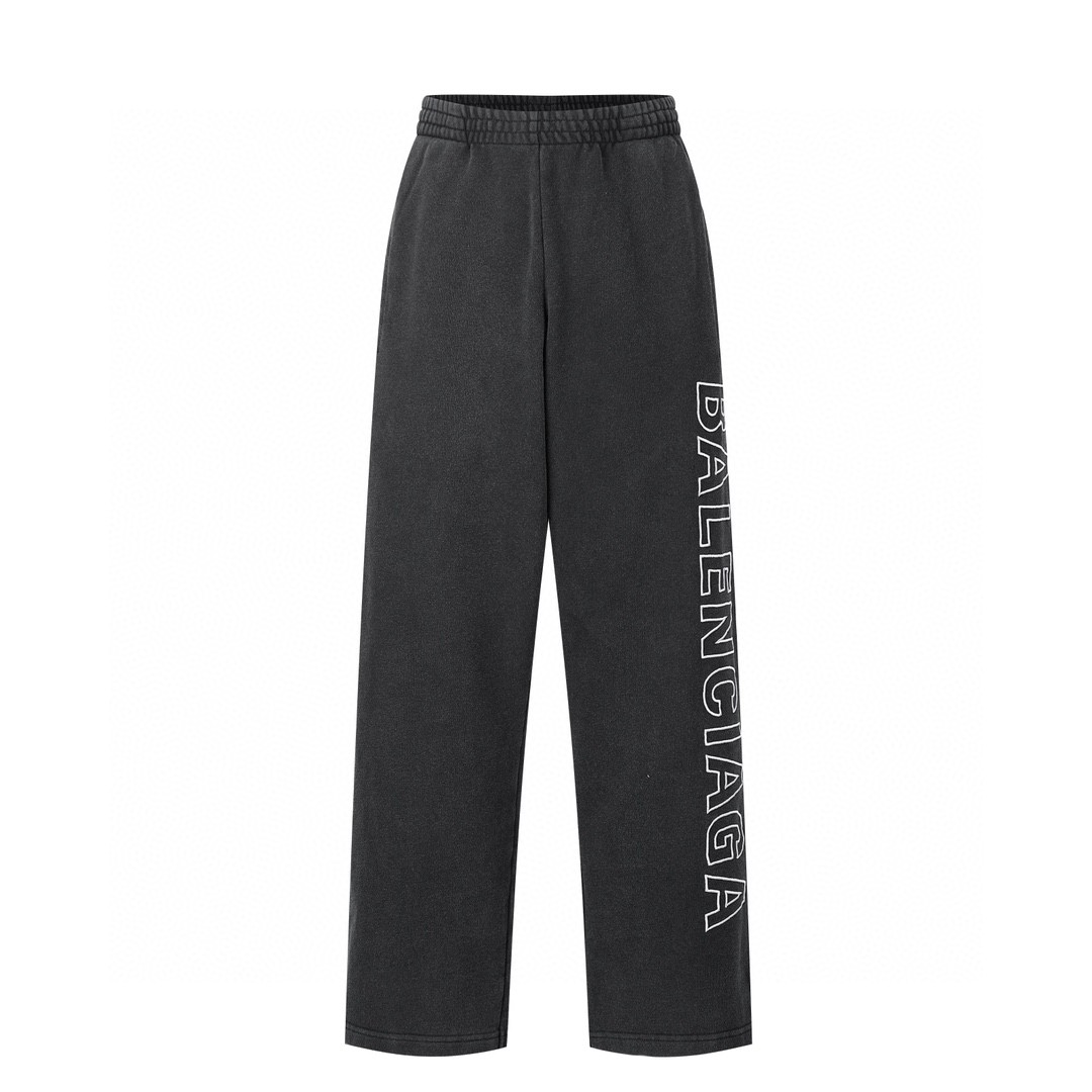 Balenciaga 巴黎世家 纯色字母刺绣logo 休闲裤 运动裤 长裤 卫裤 男女同款 黑色 755118TOVV29034
