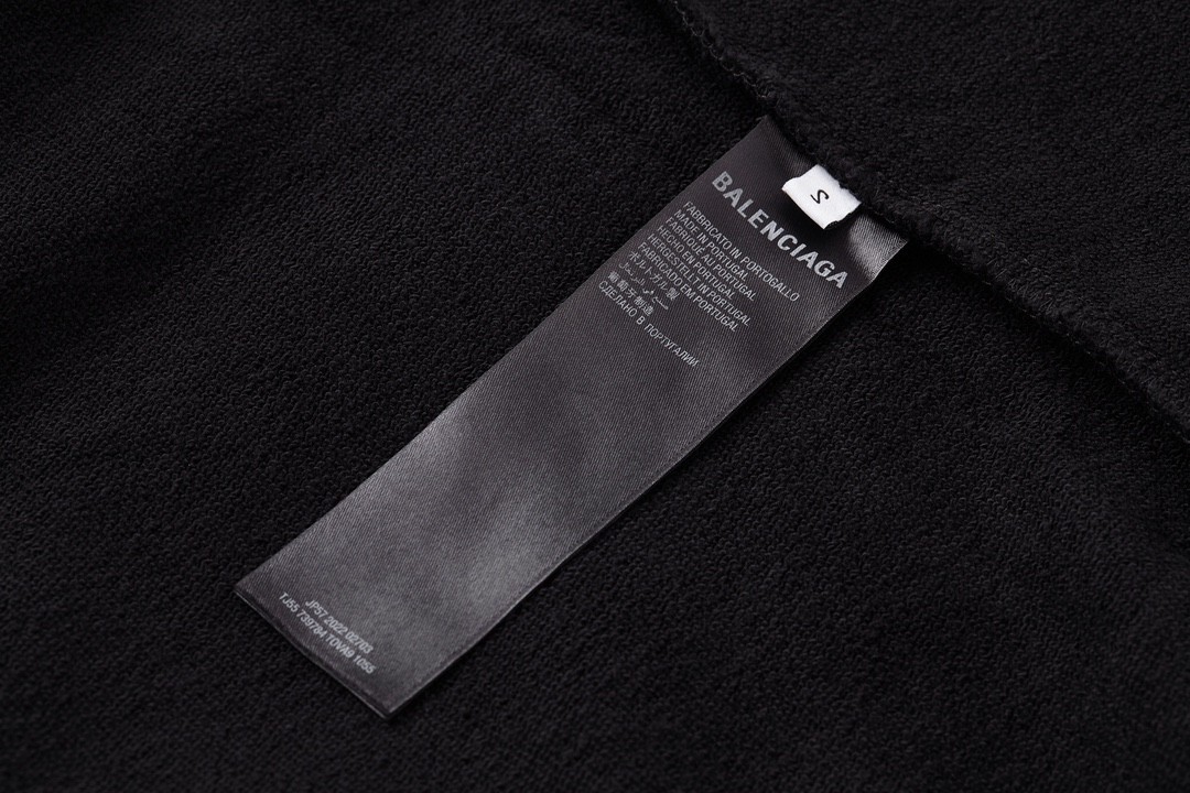 Balenciaga 巴黎世家 字母Logo印花 扎染破洞 连帽卫衣 长袖 秋冬 黑色 742603TOVN71055