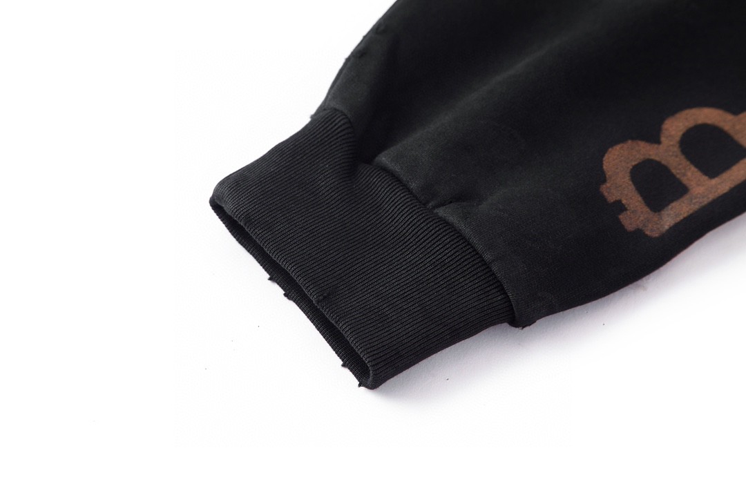 Balenciaga 巴黎世家 字母Logo印花 扎染破洞 连帽卫衣 长袖 秋冬 黑色 742603TOVN71055