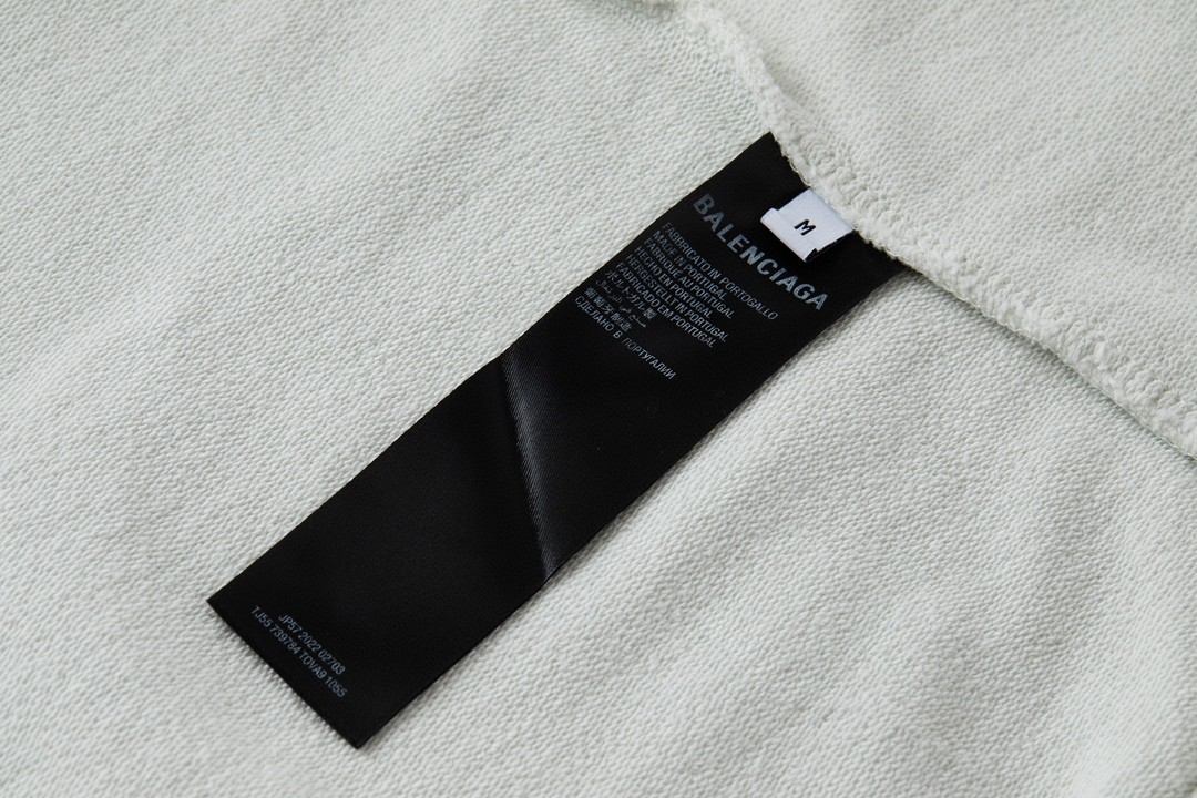 Balenciaga 巴黎世家 字母Logo印花 扎染破洞 连帽卫衣 长袖 秋冬 米白 742603TOVU7