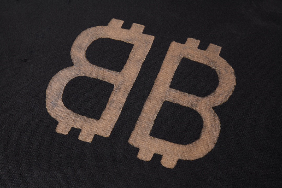 Balenciaga 巴黎世家 字母Logo印花 扎染破洞 连帽卫衣 长袖 秋冬 黑色 742603TOVN71055