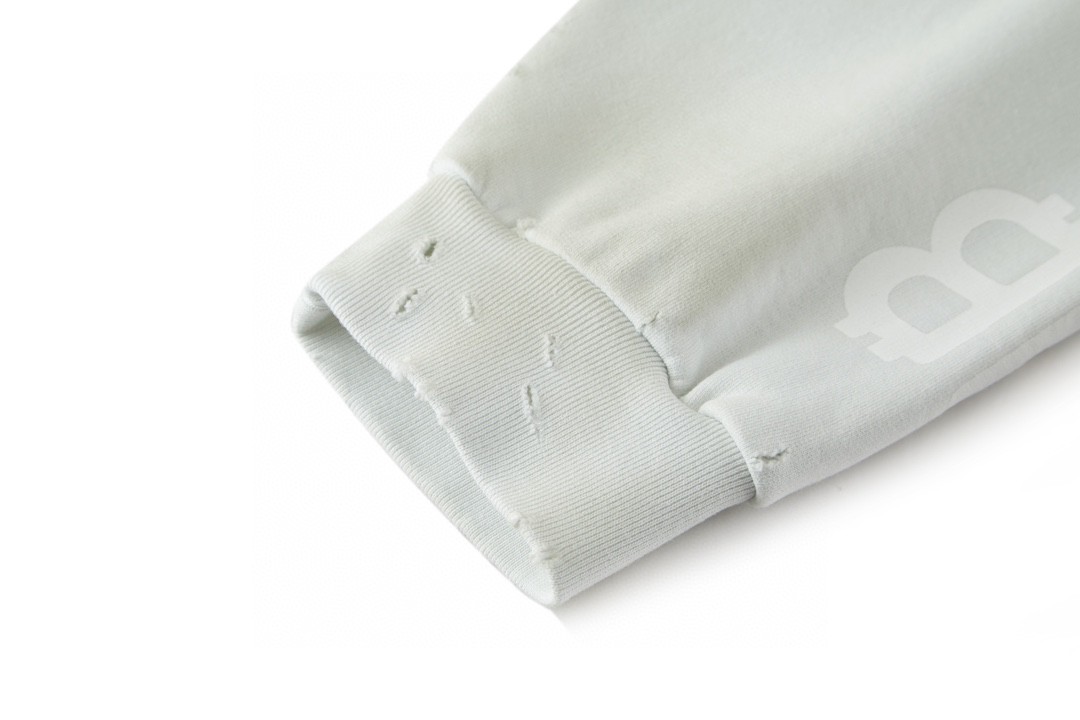 Balenciaga 巴黎世家 字母Logo印花 扎染破洞 连帽卫衣 长袖 秋冬 米白 742603TOVU7