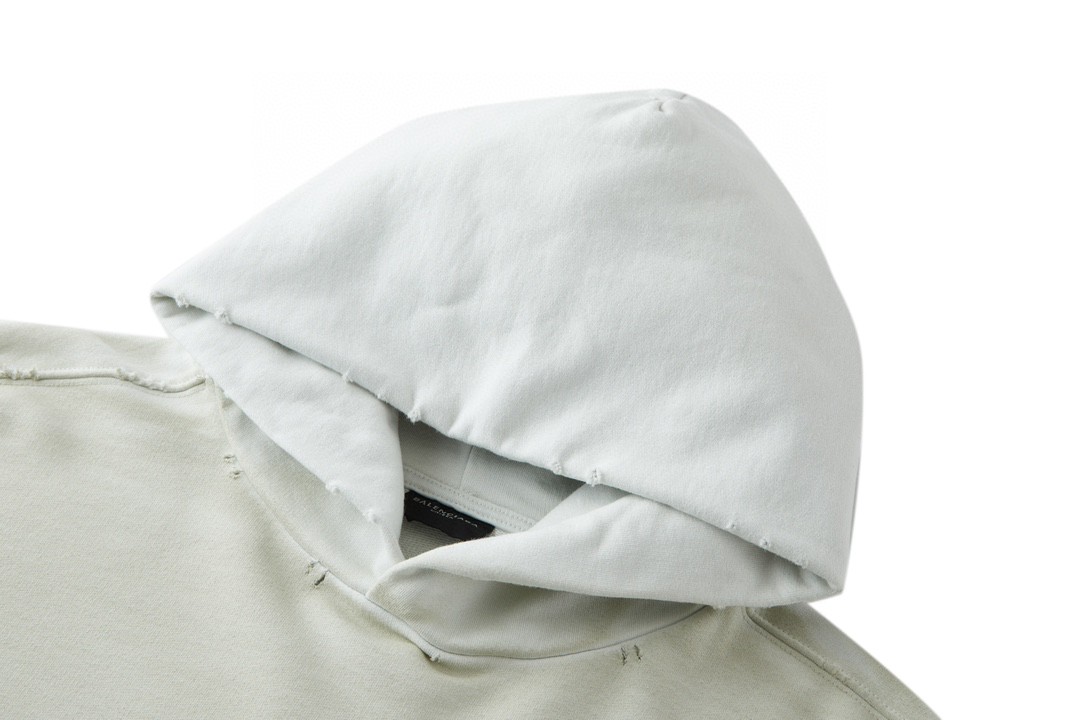Balenciaga 巴黎世家 字母Logo印花 扎染破洞 连帽卫衣 长袖 秋冬 米白 742603TOVU7