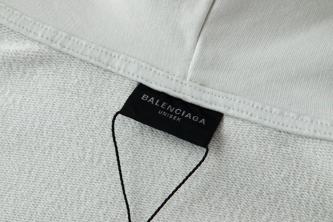 Balenciaga 巴黎世家 字母Logo印花 扎染破洞 连帽卫衣 长袖 秋冬 米白 742603TOVU7