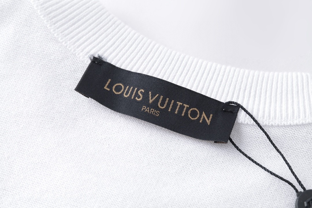 LOUIS VUITTON 路易威登 字母logo针织短袖 圆领  T 恤 上衣 夏款 女款 白色