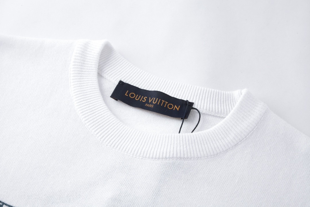 LOUIS VUITTON 路易威登 字母logo针织短袖 圆领  T 恤 上衣 夏款 女款 白色
