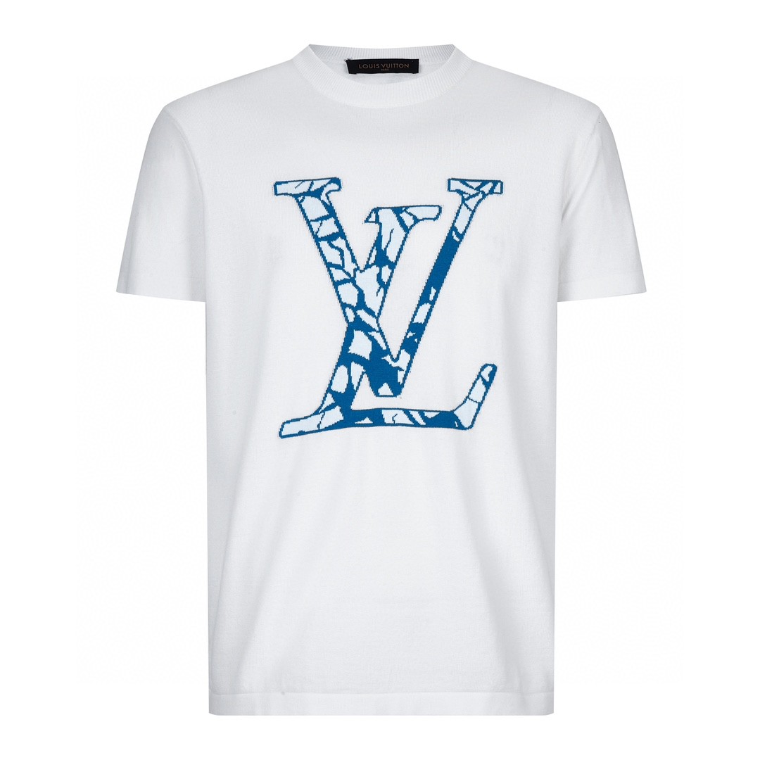 LOUIS VUITTON 路易威登 字母logo针织短袖 圆领  T 恤 上衣 夏款 女款 白色