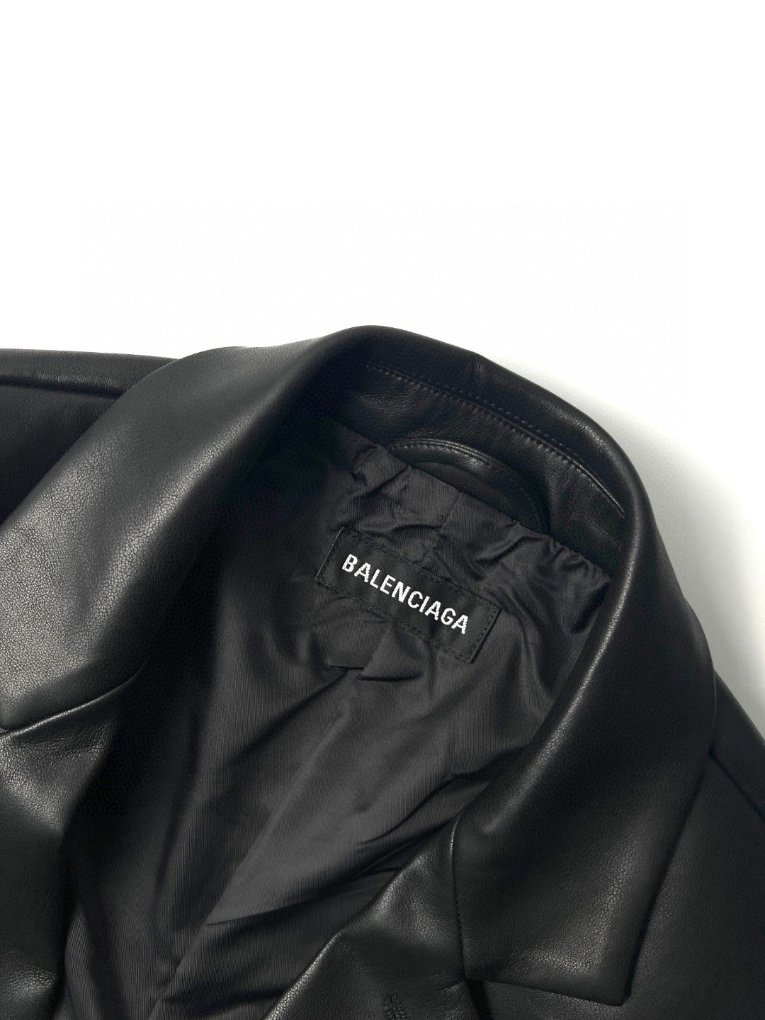 Balenciaga 巴黎世家 袖标皮衣西装 外套 长袖 秋冬 黑色