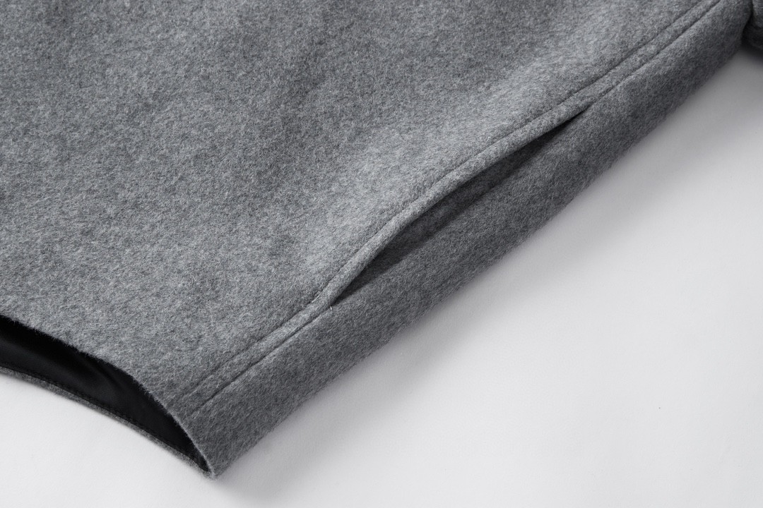 PRADA 普拉达 三角徽标羊绒衬衫 外套 长袖 黑色 灰色