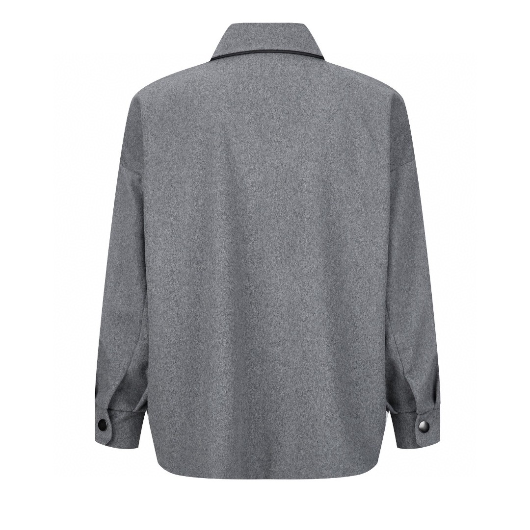 PRADA 普拉达 三角徽标羊绒衬衫 外套 长袖 黑色 灰色