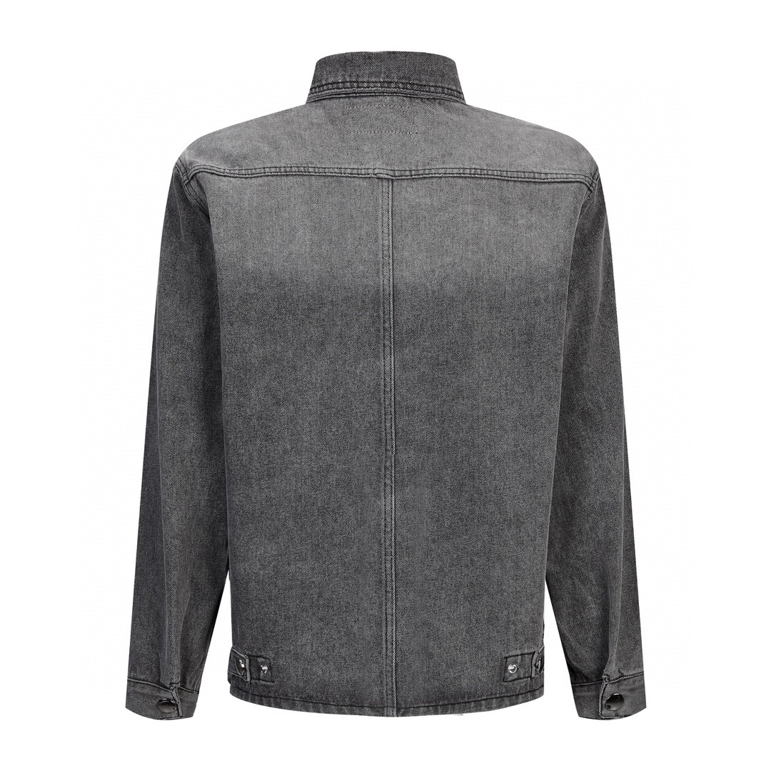 PRADA 普拉达 三角徽标 水洗做旧牛仔外套 夹克 长袖 男女同款 黑灰色 