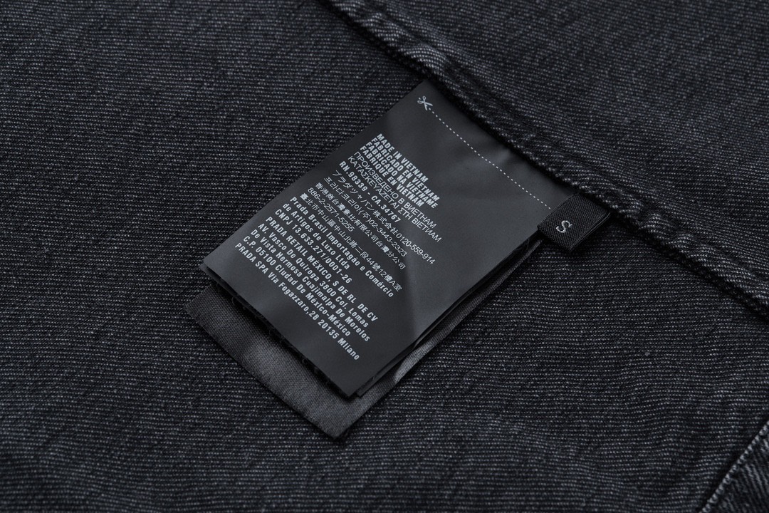 PRADA 普拉达 三角徽标牛仔衣 短袖 衬衫 男女同款 黑色 GEC067-12K8-F0557-S-212