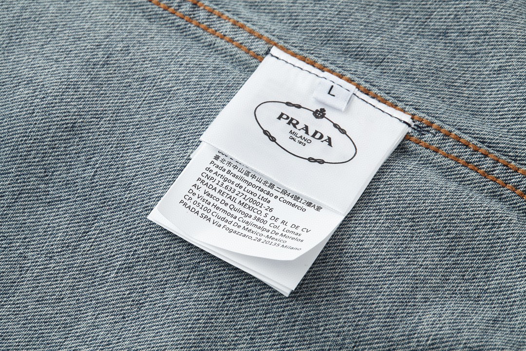 PRADA 普拉达 SS23 三角形徽标 牛仔外套 夹克 长袖 外套 男女同款 蓝色 GEB227-12K1-F0V3N
