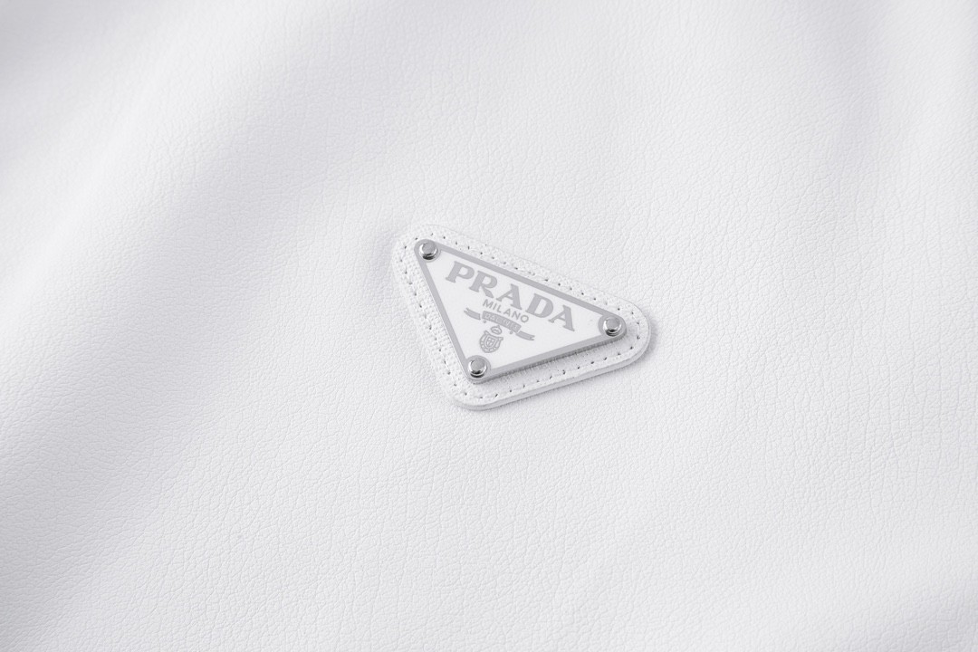 PRADA 普拉达 三角徽标拉链 小羊皮翻领夹克 外套 长袖 男女同款 白色 UPW463-1WDV-F0304-S-231