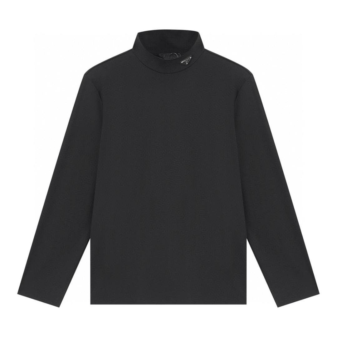 PRADA 普拉达 纯色徽标高领打底衫 T恤 长袖 黑色 白色