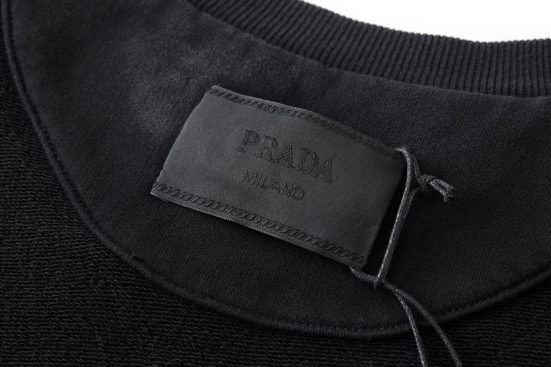 PRADA 普拉达 SS23 休闲渐变 圆领 卫衣 长袖 秋冬款 黑灰色 UJL26A-13BG-F0002