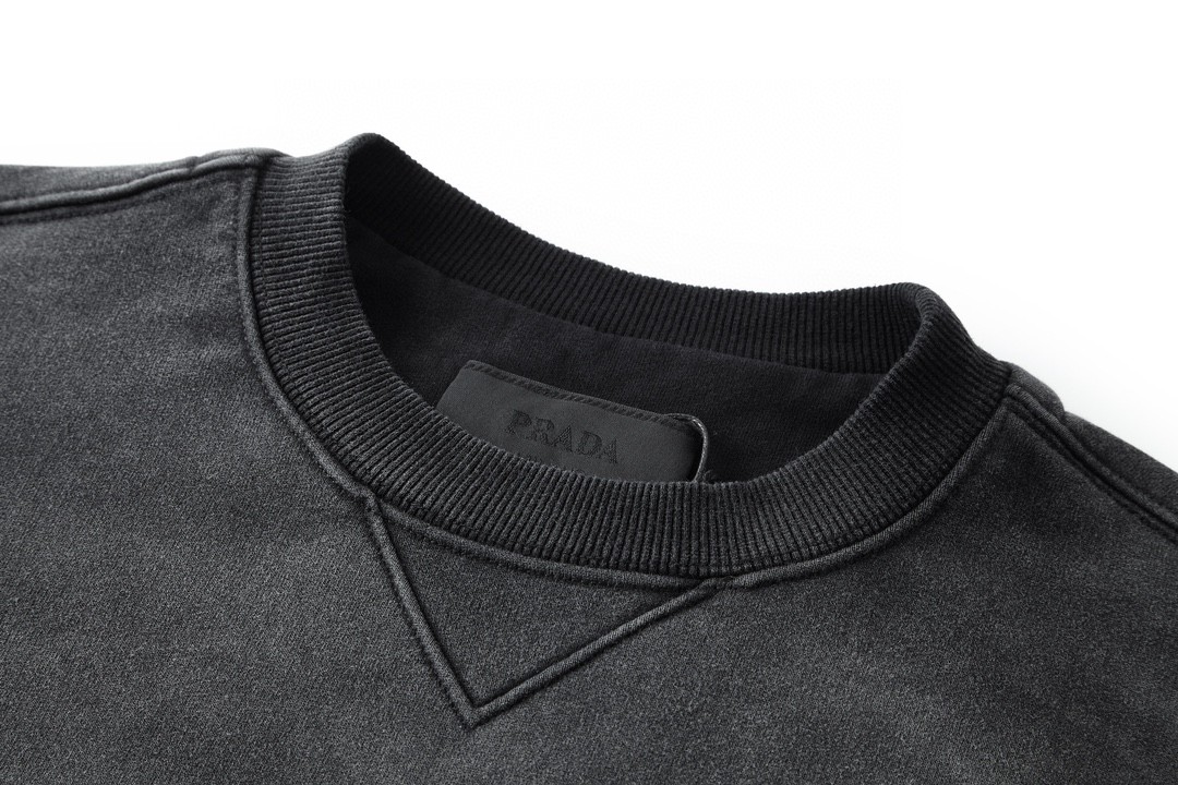 PRADA 普拉达 SS23 休闲渐变 圆领 卫衣 长袖 秋冬款 黑灰色 UJL26A-13BG-F0002